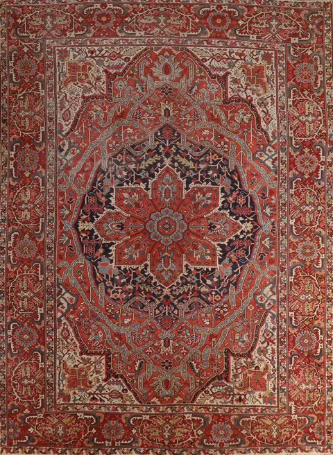 Antique Vegetable Dye Heriz Serapi Persian Area Rug 10x12