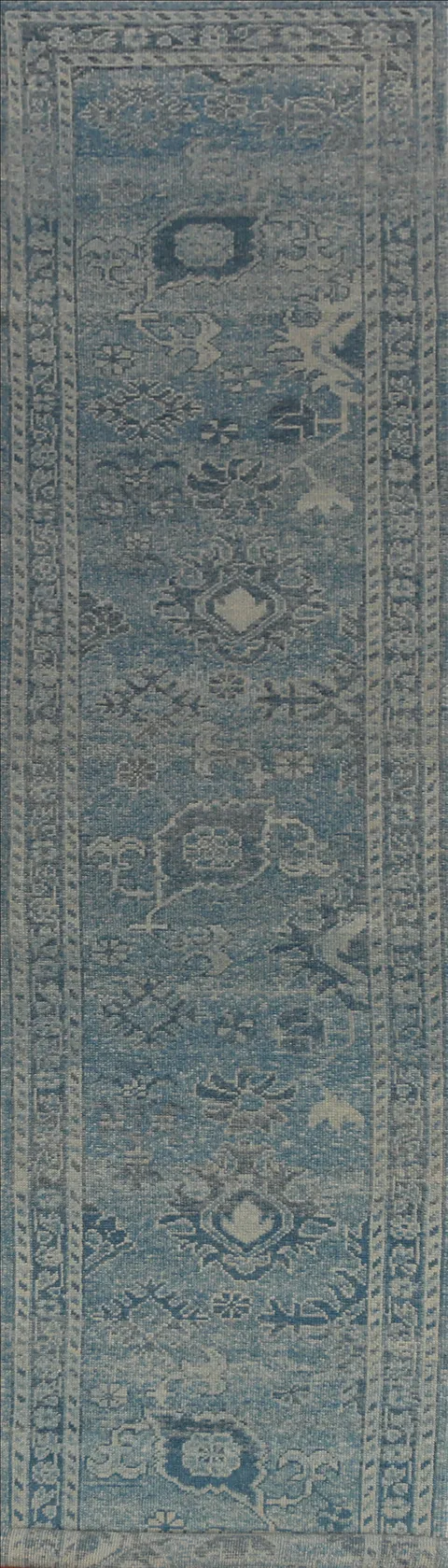 Vegetable Dye Oushak Turkish Runner Rug 3x17