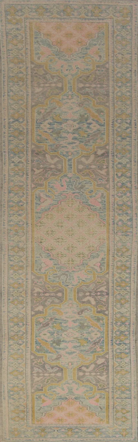 Vegetable Dye Oushak Turkish Runner Rug 3x12