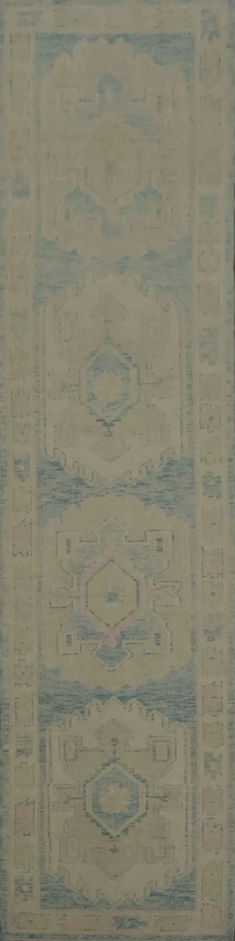 Vegetable Dye Oushak Turkish Runner Rug 3x16
