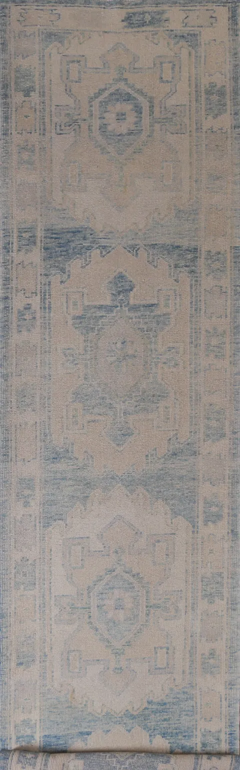 Vegetable Dye Wool Oushak Turkish Runner Rug 3x17