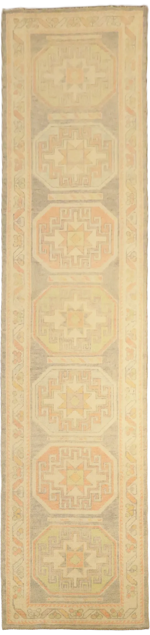 Vegetable Dye Wool Oushak Turkish Runner Rug 3x13