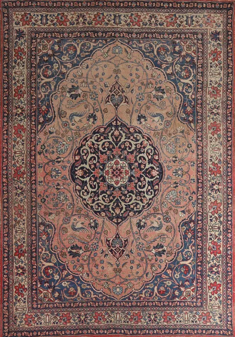 Pre-1900 Antique Vegetable Dye Tabriz Persian Area Rug 8x11