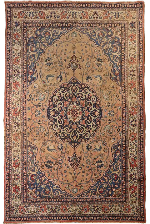 Pre-1900 Antique Vegetable Dye Tabriz Persian Pink Salmon Rug 8x11 ft