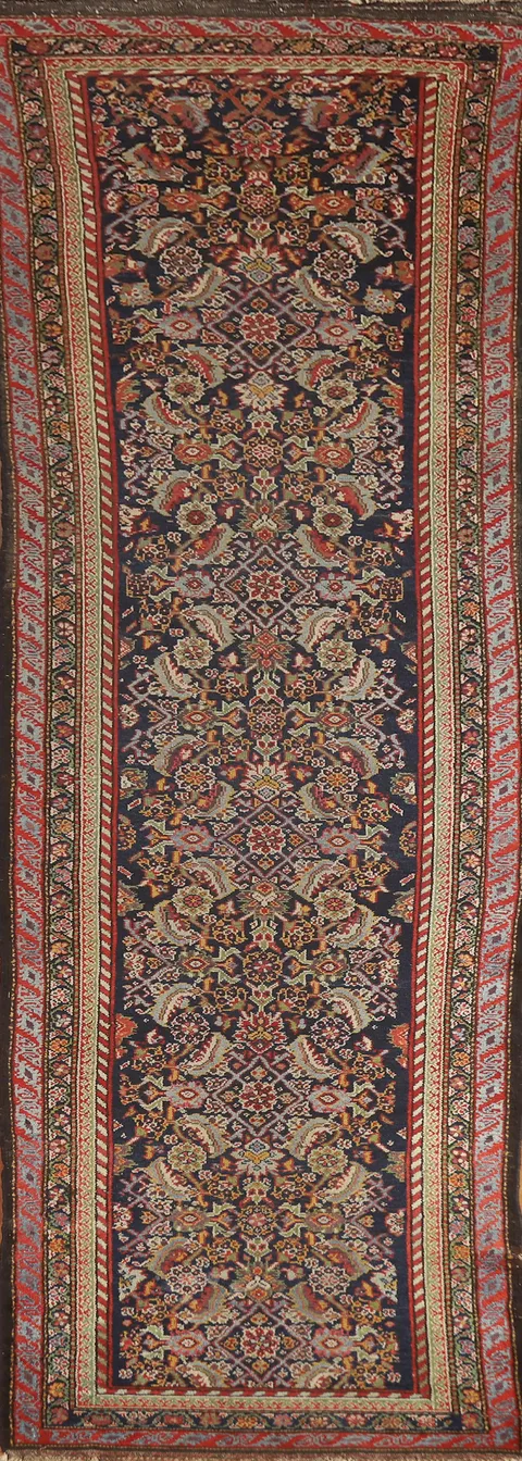 Pre-1900 Antique Vegetable Dye Malayer Persian Runner Rug 3x13