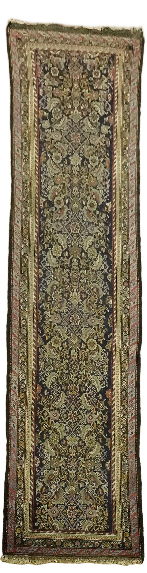 Pre-1900 Antique Vegetable Dye Malayer Persian Runner Rug 3x13