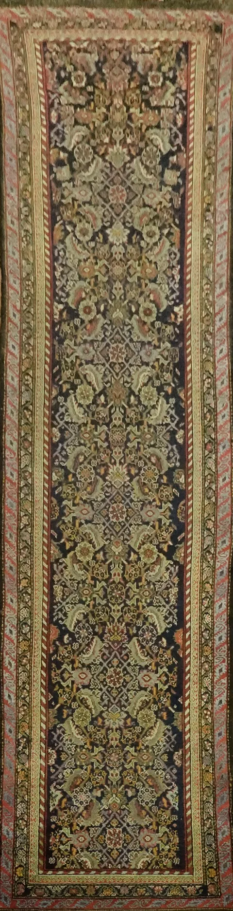 Pre-1900 Antique Vegetable Dye Malayer Persian Runner Rug 3x13