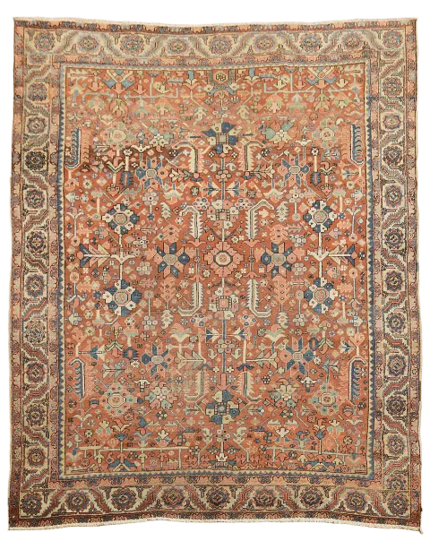 Pre-1900 Vegetable Dye Heriz Serapi Persian Area Rug 9x12