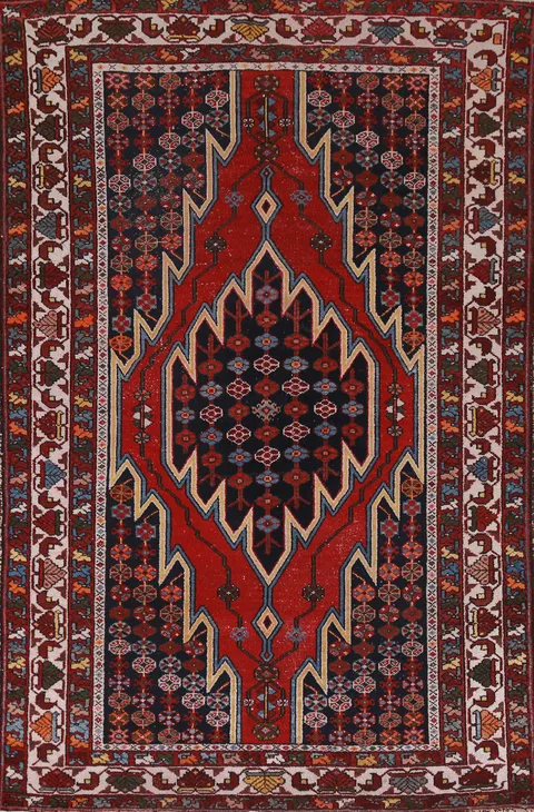 Vegetable Dye Navy Blue & Red Hamedan Persian Rug 4x7