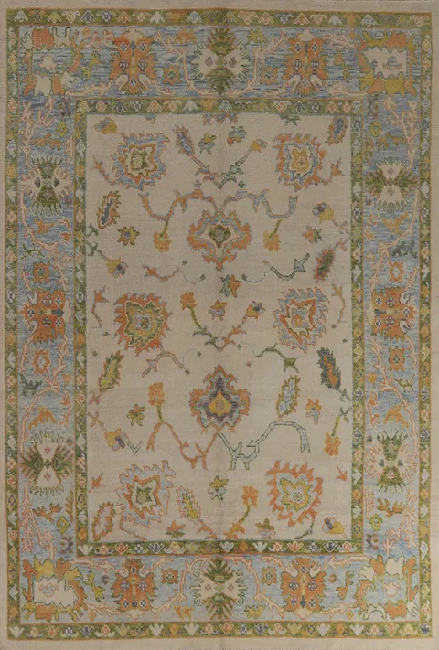 Vegetable Dye Floral Oushak Turkish Area Rug 8x10