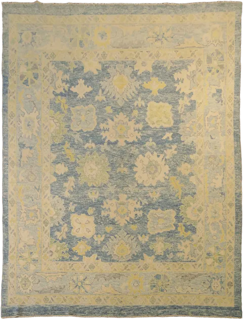 Traditional Oushak Turkish Rug with Ornate Blue and Beige Accent 8x10