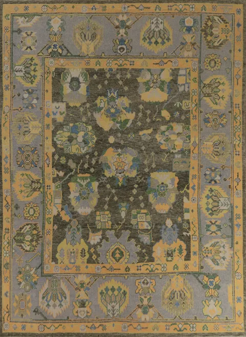 Vegetable Dye Floral Oushak Turkish Area Rug 8x10