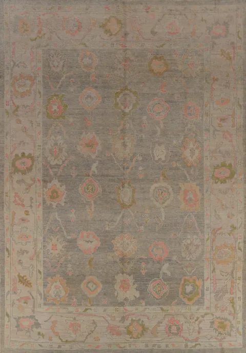 Vegetable Dye Oushak Turkish Area Rug 9x12