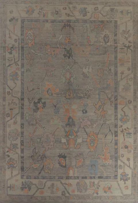 Vegetable Dye Oushak Turkish Area Rug 9x13