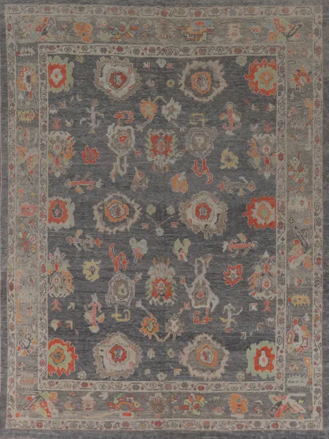 Vegetable Dye Floral Oushak Turkish Area Rug 8x10