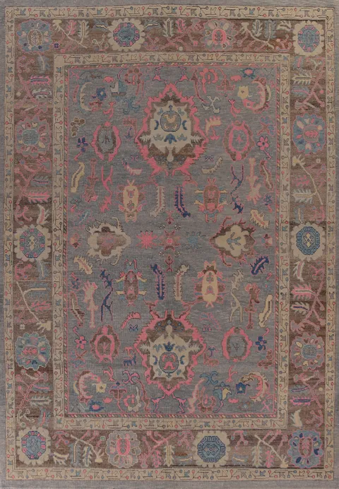 Vegetable Dye Oushak Turkish Large Rug 10x14