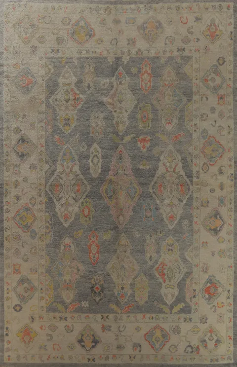 Vegetable Dye Wool Oushak Turkish Area Rug 9x13