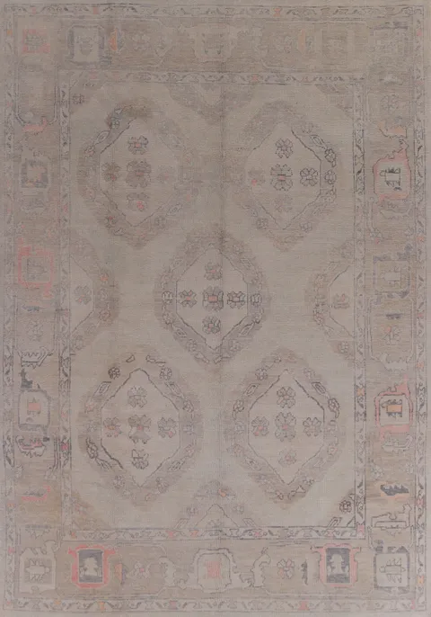 Vegetable Dye Wool Oushak Turkish Area Rug 9x12