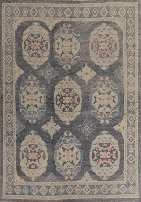 Handmade Dark Gray Oushak Vegetable Dye Area Rug 8x11