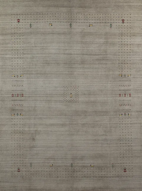 Silver Gray Wool Tribal Gabbeh Indian Area Rug 8x10
