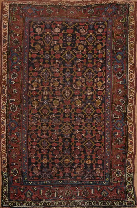Pre-1900 Antique Vegetable Dye Bidjar Halvaei Persian Rug 4x6