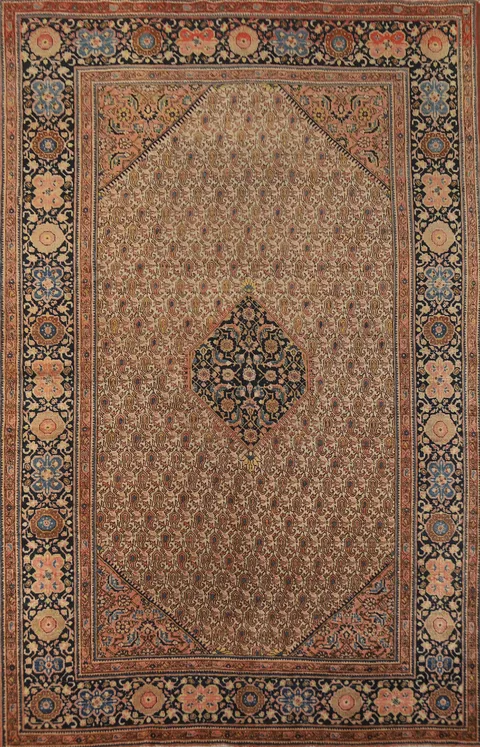Pre-1900 Vegetable Dye Sarouk Farahan Persian Area Rug 5x8