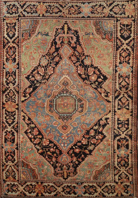 Antique Vegetable Dye Sarouk Farahan Persian Rug 3x5