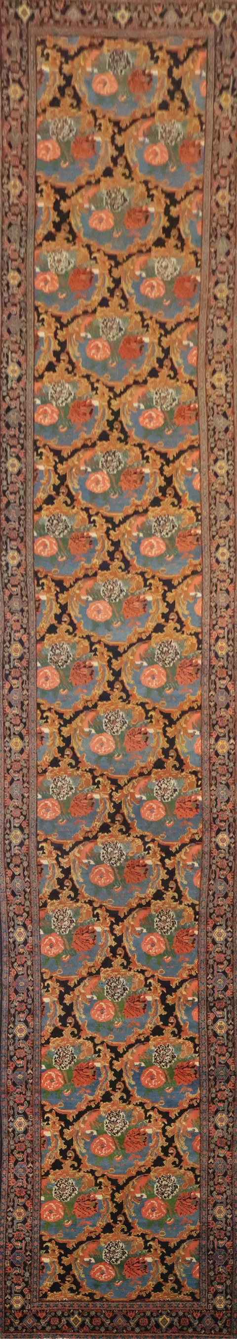 Antique Floral Senneh Bidjar Persian Long Runner Rug 19' 3'' x 3' 5''