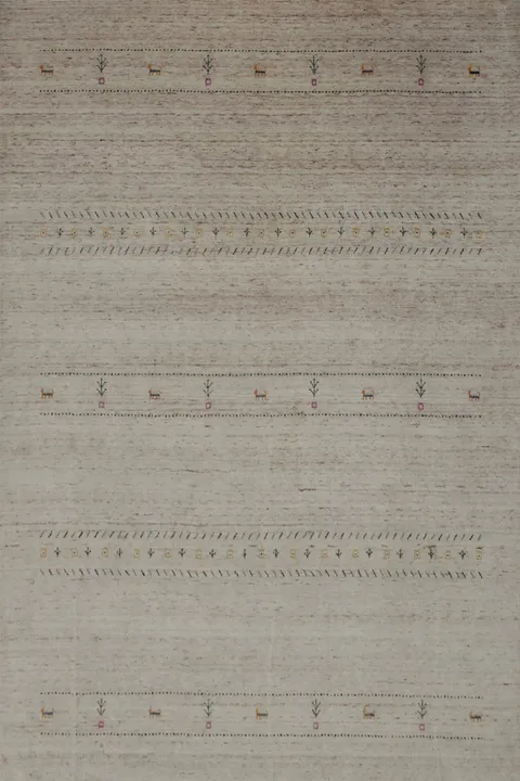Handmade Gabbeh Indian Area Rug 9x11 with Motifs for Elegant Style
