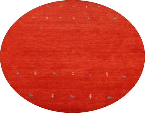Orange Red Wool Round Gabbeh Indian Area Rug 6x6