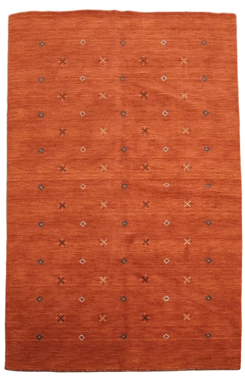 Geometric Gabbeh Rug Offering a Pop of Color and Elegant Minimalism 5x8