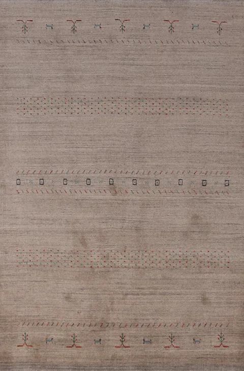 Light Brown Wool Gabbeh Indian Area Rug 5x8