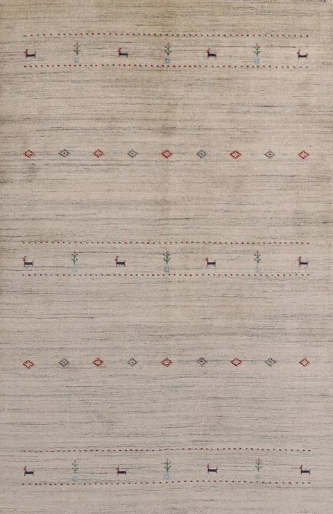 Little Animals Wool Gabbeh Indian Area Rug 5x8