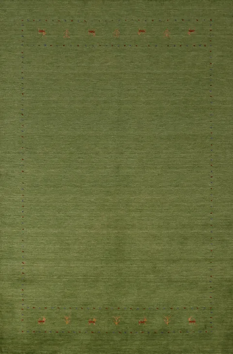 Wool Green Gabbeh Indian Area Rug 5x8