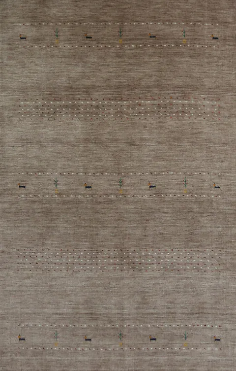 Little Animals Tribal Wool Gabbeh Indian Area Rug 5x8
