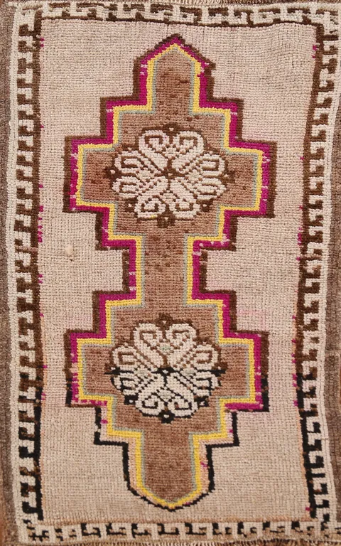 Vintage Wool Anatolian Oriental Foyer Rug 2x3