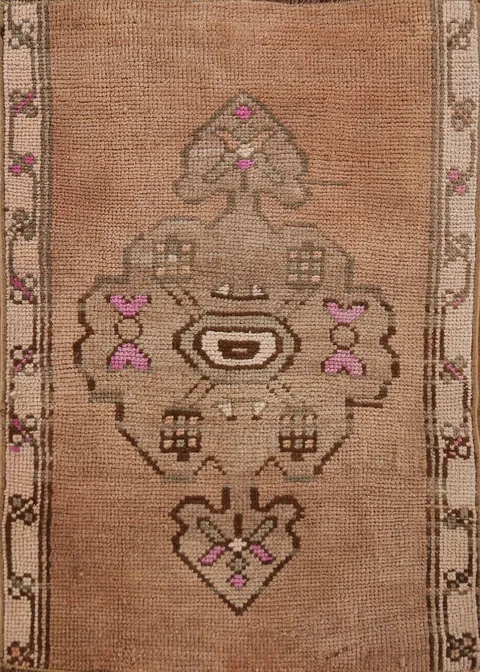 Brown Wool Medallion Anatolian Oriental Foyer Rug 2x3