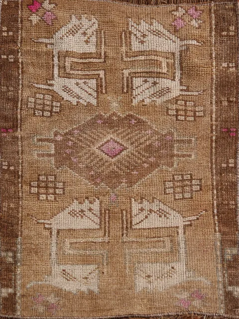 Antique Look Anatolian Oriental Accent Rug 1x2