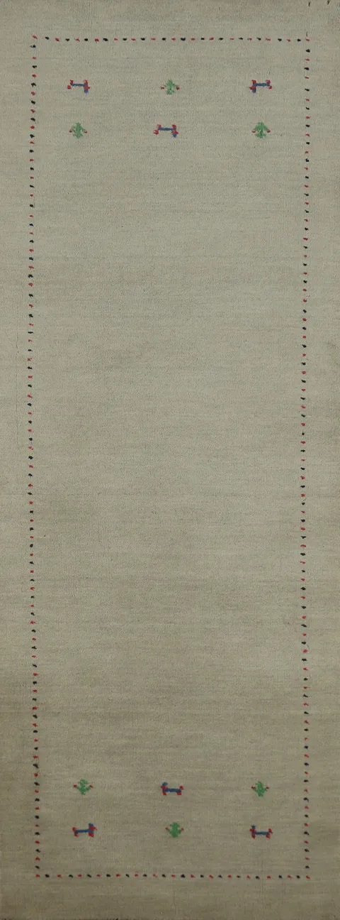 Handmade Wool Gabbeh Indian Runner Rug 3x8