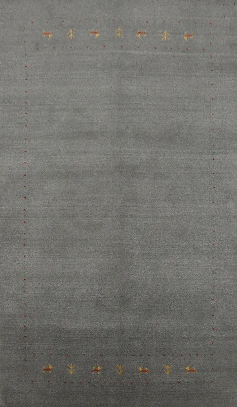 Tribal Gray Wool Gabbeh Indian Area Rug 5x8