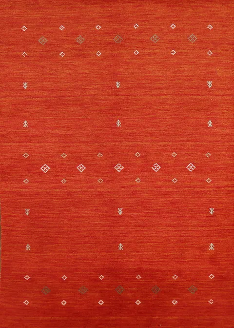 Orange Wool Handmade Gabbeh Indian Rug 5x6