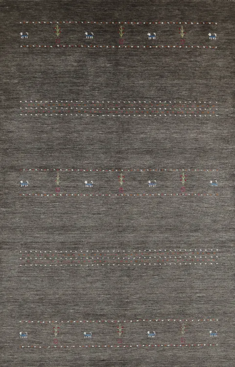 Tribal Wool Gabbeh Indian Area Rug 5x8