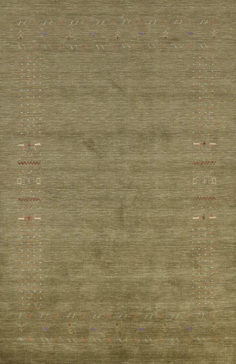 Handmade Green Gabbeh Indian Area Rug 5x8