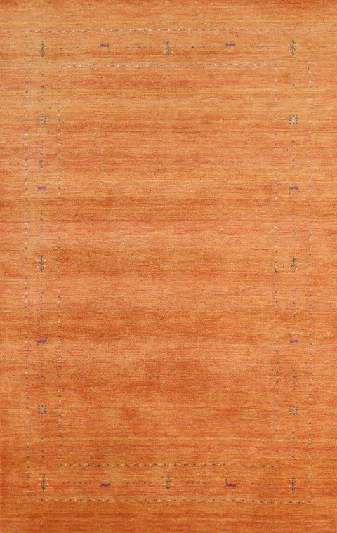 Orange Wool Gabbeh Indian Area Rug 5x8