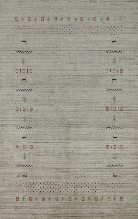 Tribal Wool Gabbeh Indian Area Rug 5x8