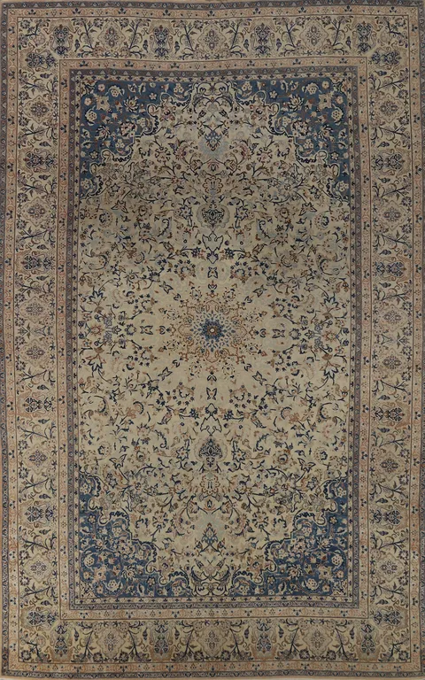 Antique Nain Toodeshk Persian Area Rug 7x11