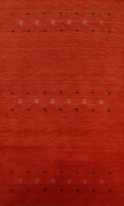 Orange Wool Gabbeh Indian Area Rug 5x8