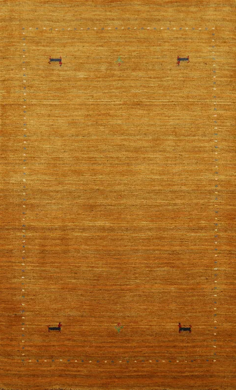 Little Animals Yellow Wool Gabbeh Indian Rug 3x5