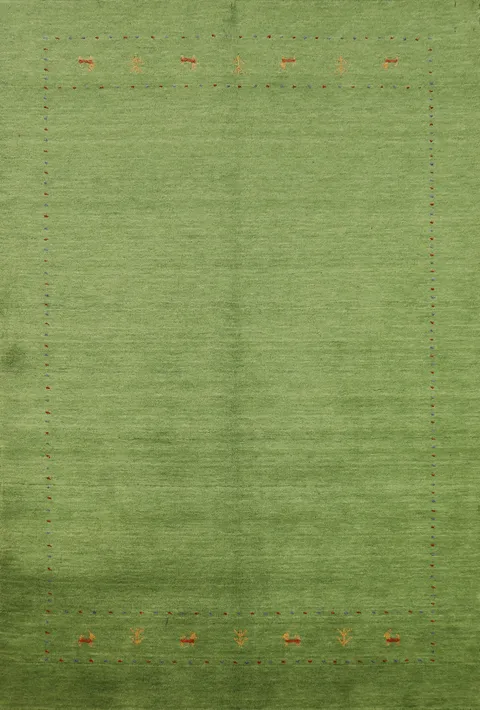 Handmade Green Gabbeh Indian Area Rug 5x8