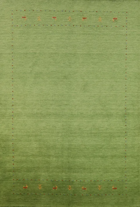 Green Wool Gabbeh Indian Area Rug 5x8
